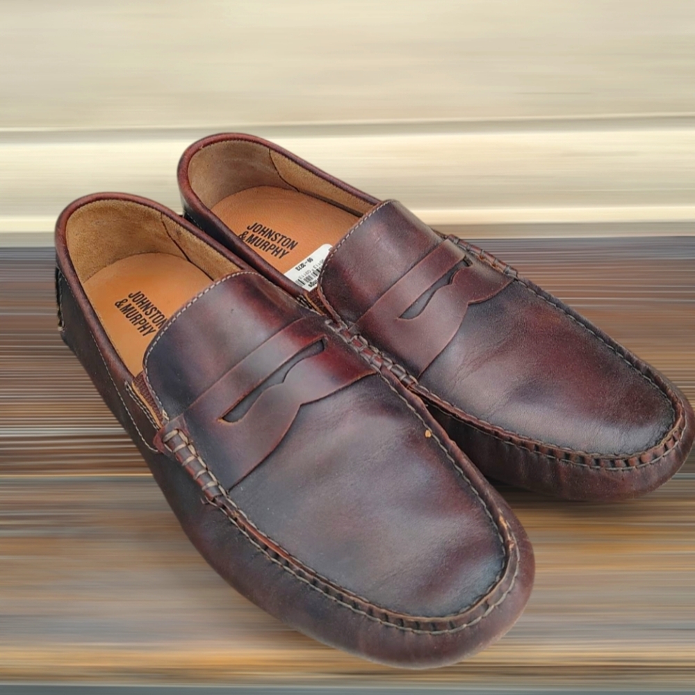NWT! Johnston & Murphy Mohagany Leather Slip-Ons Men's Size 9.5 M B21